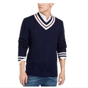 Club Room Men's Navy V-Neck Sweater